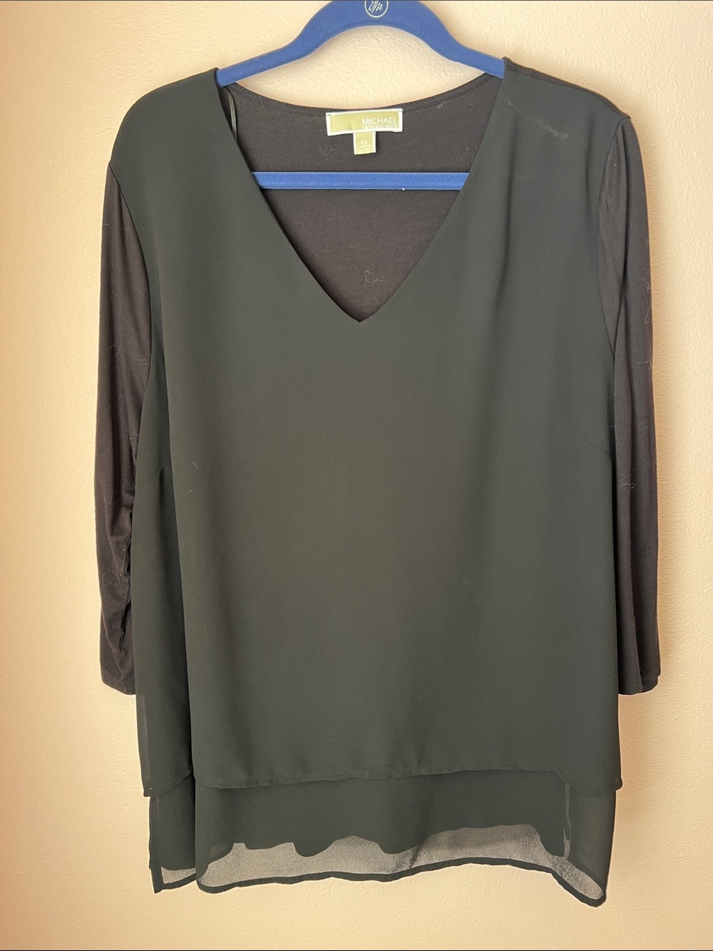 Michael Kors Black Layered V-Neck Chiffon Tunic